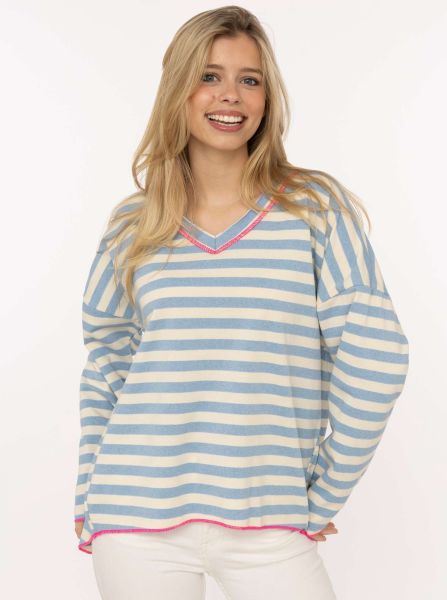 Sweatshirt V-Neck "Neon Streifen"