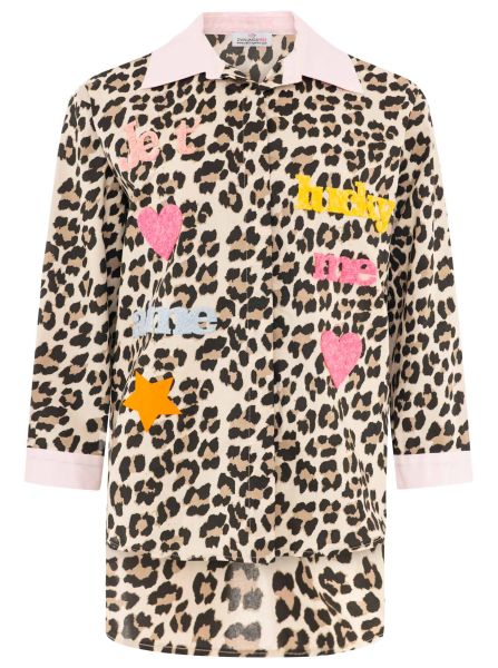 Oversize Bluse BW "Leo & Patches"