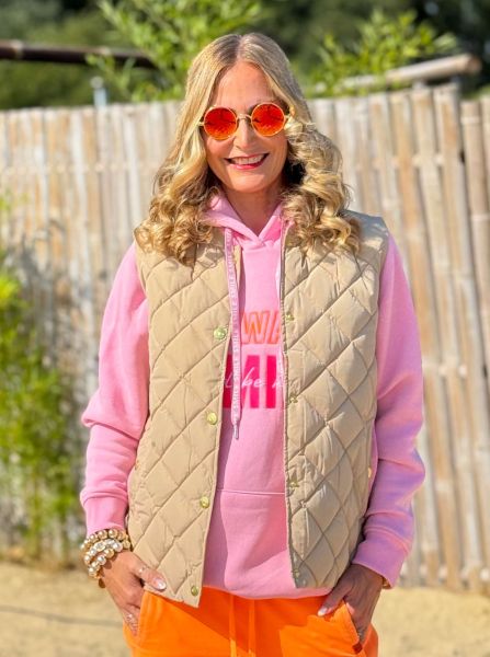 Steppweste kurz "Classic Diamond Strandpink"