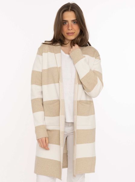 Cardigan Viskose "Streifen & Schalkragen"
