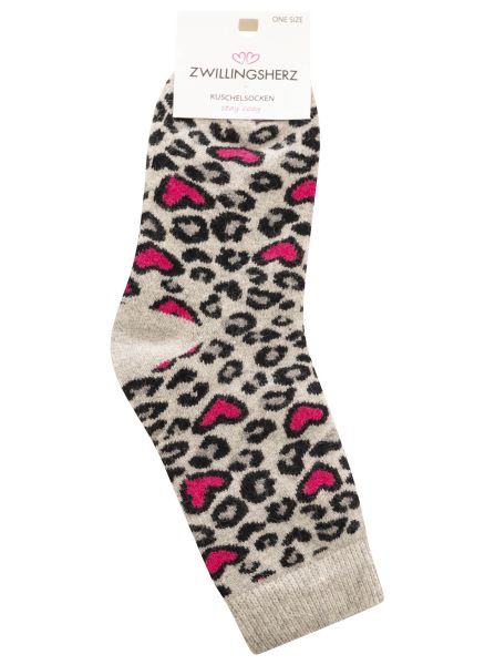 Kuschelsocken Wollmix "Leoherzen"