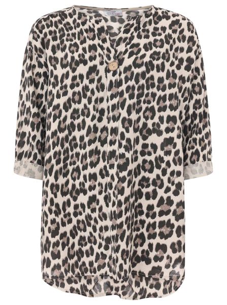 Oversize Bluse "Leopard mit Knopf"