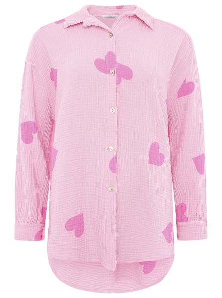 Musselin Bluse "Pink Herzchen"