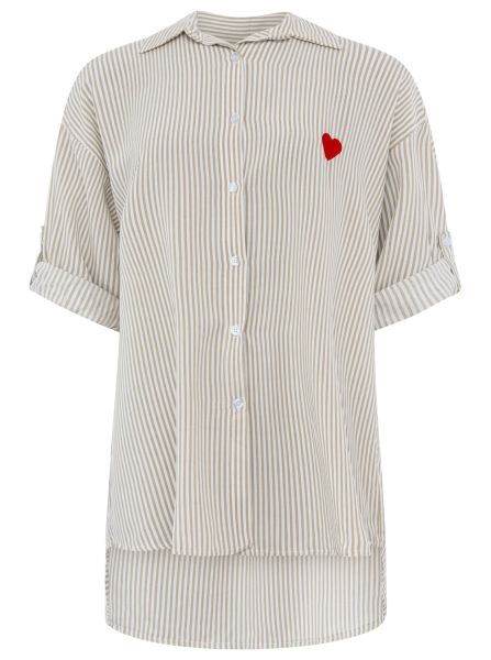 Oversize Bluse "Streifen & Herz"