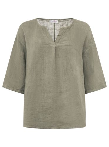 100% Leinen Bluse "V-Schnitt"