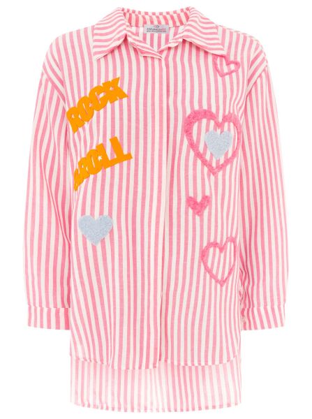 Oversize Bluse BW "Streifen & Rock and Roll"