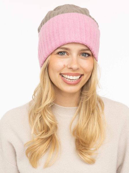 100% Cashmere Grobstrickmütze "Zweifarbig"